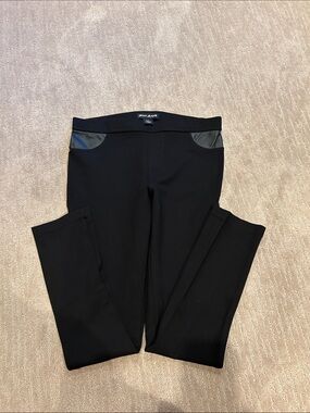 DKNY Black Straight-Leg Ponte Pants with Faux-Leather Pocket Trim